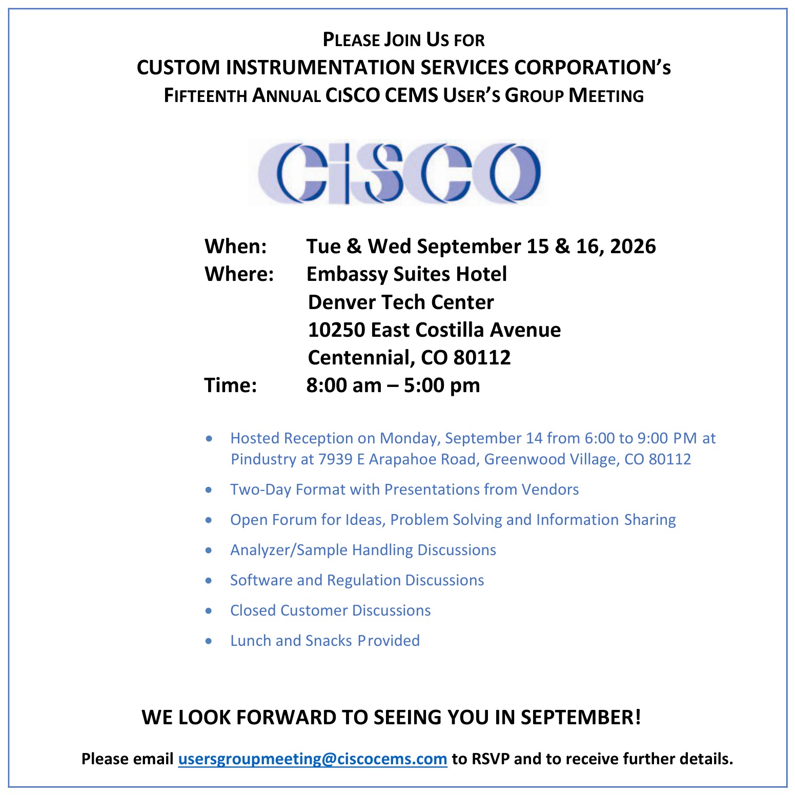 CiSCO CEMS User's Group 2026 Invite